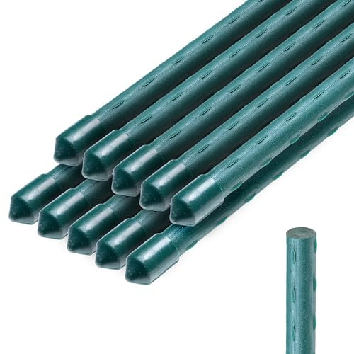 KADAX Pflanzstäbe 120 cm x 11 mm, 10er Set – Beschichteter Stahl Rankstab, Pflanzenstütze & Tomatenstäbe für Garten, Wetterfest & Stabil