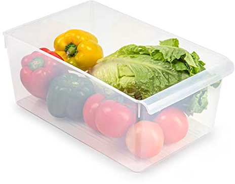 Tradineur - Cajón organizador para frigorífico Nº 14 - Fabricado en Polipropileno - Recipiente de plástico transparente - 15 x 23 x 37 cm