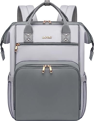 17.3 Zoll Reise Laptop Rucksack Frauen, Anti Diebstahl Business Bagpack, wasserdichte College Bookbag, große Kapazität Computer Rucksäcke Grau-Weiß