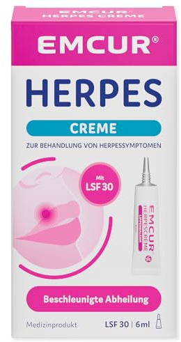 Emcur® Herpescreme mit LSF 30 | gegen Lippenherpes | ab 4 Jahren | mit Sonnenschutz | transparent | 6ml | 1er Pack