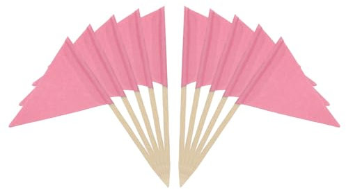 PATIKIL Stuzzicadenti Bandiera, 100pz Pennarelli Colorati per Formaggio Stuzzicadenti Colorati Etichettatura Marcatura per Torta Cupcake Cocktail Party Decor, Rosa