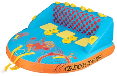 GYMAX Fun-Tube für Boot, aufblasbare Towable-Couch für 2/3 Personen, Towable Abschleppbar für Kinder & Erwachsene, Wassersport Schlepp-Reifen, Motor-Boot, Jet-Ski (3 Personen)