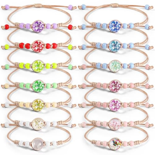 14pcs Friendship Bracelet, Matching Bracelets, Multicolor of Flowers