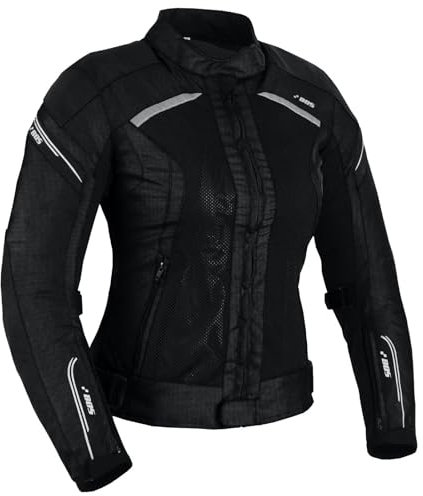 Damen Motorrad Sommerjacke mit Protektoren Leichte Textiljacke in Schwarz für Roller und Motorrad Mesh Belüftungseinsätze Jacke (DE/NL/SE/PL, Alphanumerisch, M, Regular, Regular, Black)