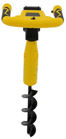 Tarière électrique jaune avec tarière de 300 x 80 mm pour creuser/préparer des trous de poteau, l'aménagement paysager et l'élagage