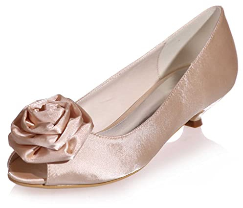 TARFIC Zapatos de Boda de Mujer Sandalias de tacón Alto, Peep-Toe, Stilettos, fácilmente deslizables, de satén, Bombas y Zapatos de Boda de tacón bajo