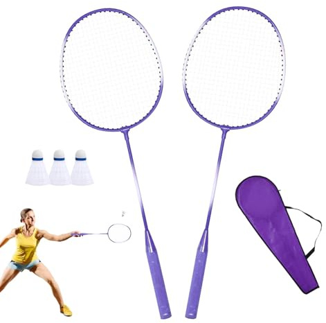 Raquette de Badminton Professionnelle - Raquette de Badminton Portable pour 2 Joueurs - Kit de Badminton d'intérieur - Équipement de Sport pour Adultes, Adolescents, Loisirs et Fitness