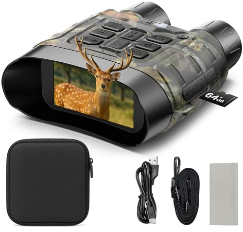 Nachtsichtgerät 4K 112MP, 600m Reichweite 18-Fach Zoom Digital Nachtsichtgerät mit 4 Zoll HD Bildschirm & 64GB Karte, Wiederaufladbar 5000mAh Nachtsichtkamera für Jagd Camping Beobachtung