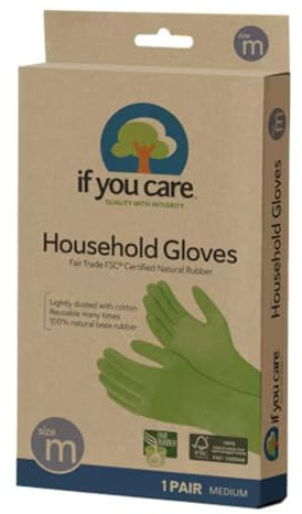 If You Care Medium Cotton Flock Lined Household Gloves – Durable, Reusable, Fair Trade Rubber – 1 Pair
