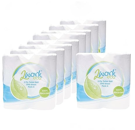 2Work Recycled 2-Ply Toilet Roll 200 Sheets (Pack of 36) KF03809