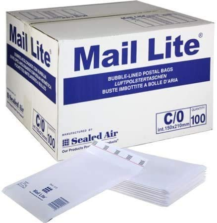 200 Mail Lite - A/000 - Bubble Lined Padded Envelopes 110 x 160mm - 4.25 x 6.5 (2 Boxes of 100) - White - No Frustration Bulk Pack
