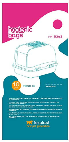 Ferplast Cat Litter Tray Liner, Pack of 10, 2800 cc, Plastic, Rectangular, Litter Bag