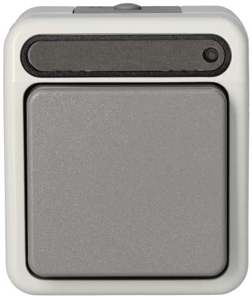 Schneider Electric Merten Aus-/Wechselkontrollschalter, 1-fach, 1-polig, Aufputz, Aquastar, IP44, lichtgrau, Artikelnummer MEG3106-8029
