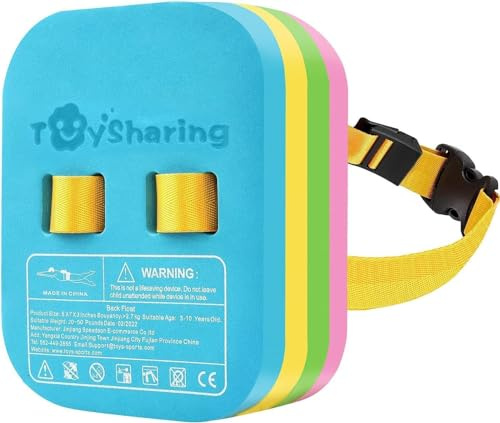 Swim Float Kids Back Belt: Pool Safe Dual-Lock Buckle 140lbs Pull-Tested - Zero Slip-Off Risk Trainer Bubble - 4-Layer Adjustable Buoyancy for Swimmers 3-12 Yrs