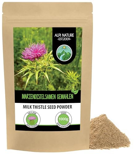Alpi Nature Mariendistel Pulver 1kg, Mariendistelsamen gemahlen, Mariendistel Samen gemahlen