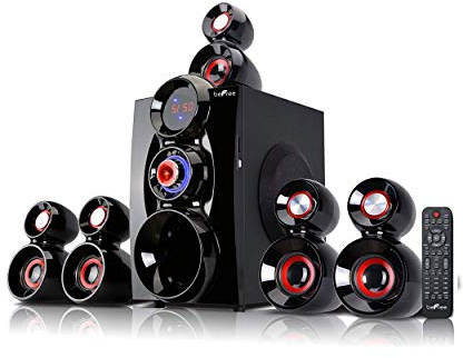 BEFREE SOUND Sistema di altoparlanti audio surround Bluetooth a 5.1 canali, rosso