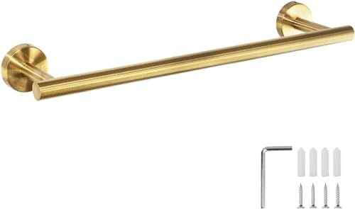 YUET 40CM Toalleros de Baño Barra Acero Inoxidable SUS304 Latón Cepillado Toalla de 16 Pulgadas En Pared para Baño y Cocina, Oro