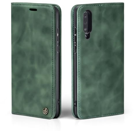 LBH Handyhülle für Samsung Galaxy A50 in Grün mit Karten- und Geldfach Smartphone Hülle mit Standfunktion Flip Case Schutzhülle Magnetverschluss Vintage