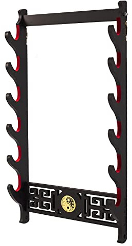 FOXSMZZ Porta spada Katana staffa da parete Samurai Spada Telaio Display Frame Red Velluto China Tai Chi Style (6 strati)