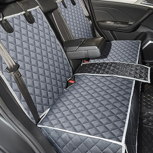 ANOSOSPECIAL Grey Dog Car Seat Cover for Back Seat,Non-Stick Fur,Pet-Friendly and Waterproof - Universal Fit Interior Protector for Auto, Van, SUV - Ideal for Kids and Pets（Large）