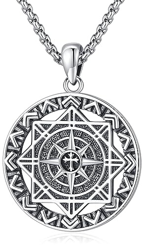 Eusense Brújula Collar para Hombres 925 Plata de Ley Brújula Colgante Joyería Regalo de Graduación para Mujeres Hombres Damas