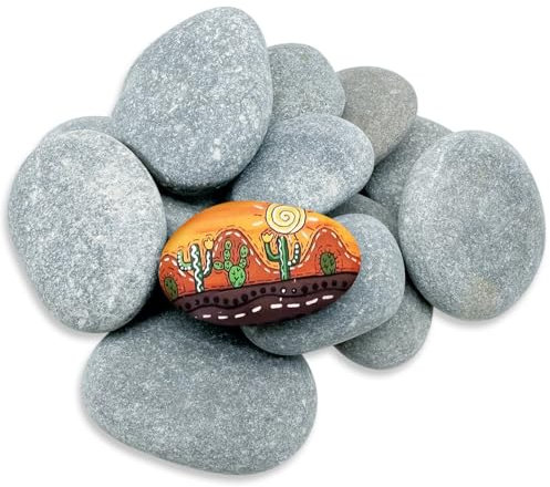 NEUSID 14 Pièces Galets a Peindre, 5 à 7 cm Pierres Plates à Peindre Galets Naturels Pierres Naturelles avec Surface Lisse et Plane pour Décoration de Jardin, Décoration de Aquarium