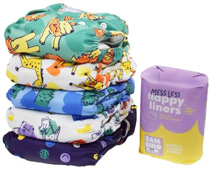 Bambino Mio, wiederverwendbare Windeln im Set - Probier's Mal Box, 5 x Stoffwindeln, 100 x Windelvlies, Laut