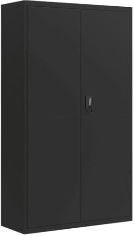 Willood Büroschrank Aktenschrank Lagerschrank Mehrzweckschrank Metallschrank 6 Fachböden Pulverbeschichtung Stahlblech Schwarz 105x40x180 cm