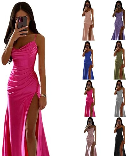 Vestido Bandeau de Raso Fruncido con Aberturas Vestido Talla Grande a la Cadera - Peso S: 130g 2XL: 190g-M