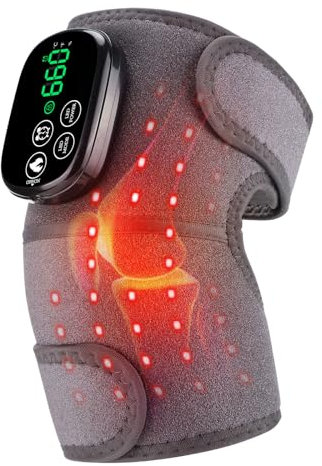 DYMROGE Kabellose Beheizte Kniebandage Mit Rotlicht, 660nm Rotlicht & 850nm Nah-Infrarotlicht Heizkissen Mit Touchscreen-Steuerung, Tragbares Knie-, Schulter- und Ellbogenheizkissen mit 5000mAh Akku