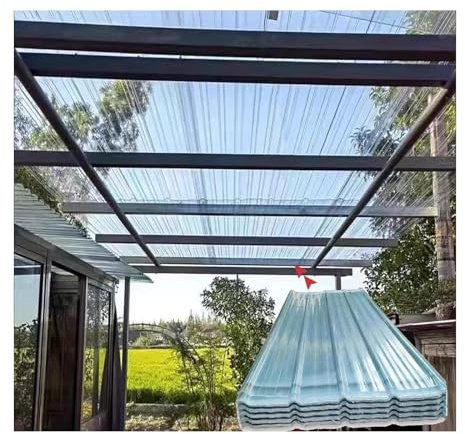 1.5mm Thick FRP Roof Sheet,Clear Daylighting Panels,Mute Rainproof Board,Outdoor Corrugated Roofing Sheets,Greenhouse Insulating Roofing Cladding Panel,with Screw(3pcs,0.9*1.8m/35*71in)