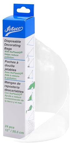 Ateco 44121 - Sacchetti usa e getta in plastica per decorare torte e tubazioni con NuPlastiQ, colore: Bianco