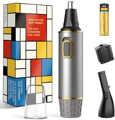 Nose Hair Trimmer for Men 2025 Upgrade Nose Trimmer Rechargeable Nasal Hair Trimmers for Men,Dual Edge Blades,Battery(Included)-Operated with IPX7 Waterproof for Easy Cleansing,Grey Gold