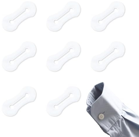 Tinoaly 10 Pcs Cufflink Adapters for Men's Dress Shirts, Clear Silicone Cufflink Extenders Invisible Shirt Cuff Enhancers for French Cuff & Button Down Shirts
