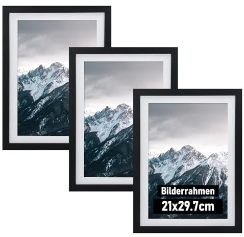 KoKoBin confezione da 3 cornici A4, cornici nere per foto, certificati, immagini e poster (3 Pack Nero, 20 * 30(A4))