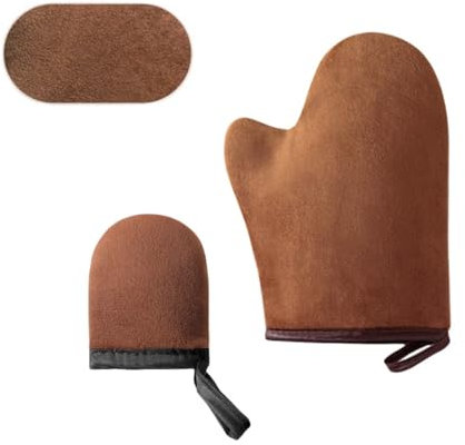 Norhogo 2 pezzi riutilizzabili lavabili guanti autoabbronzanti abbronzanti, applicatore per guanti senza sole, Guanto Autoabbronzante Viso e Corpo per gel autoabbronzante, olio abbronzante, crema