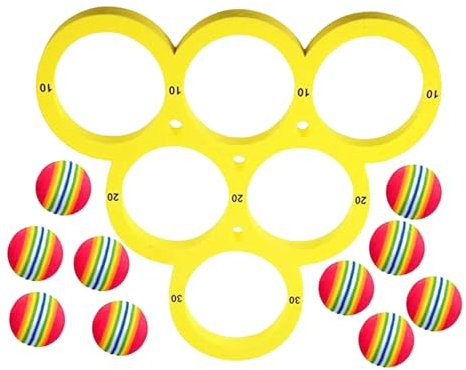 Générique Jeu De Lancer Piscine, Balle Flottante De Jeux Piscine, D'anneaux EVA, Ring Toss, Jeu Lancer pour Adultes, Flottant, Sports Nautiques, avec 10 Balles Et Anneaux, 28,7x31,8x1cm