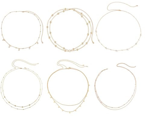 MLPKOI 9 pcs Chaîne de Ventre Dorée pour Femme en Bikini Sexy, Ceinture Chaine Dorée Sequins Réglable Chaînes, Chaîne de Taille Multicouche Pour la Taille, étanche, Hanche Bijoux de Plage Corps
