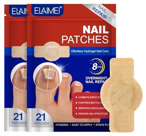 Parches para el Tratamiento de Hongos en las Uñas, 21 Parches Multiusos para Reparar Uñas Dañadas, Parches de Renovación Nocturna de 8 Horas (2)
