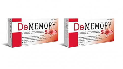 DeMemory Studio 60 Capsule - Aiuto alla Concentrazione, Apprendimento e Ragionamento - con Fosfatidilcolina, Fosfatidilserina, Taurina, Pappa Reale, Vitamine e Minerali - Confezione da 2 Unità