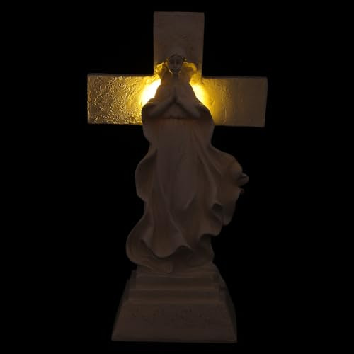 TOYZFRIENDY Luz Solar para Tumbas con Cruz y Ángel, Lámpara Conmemorativa para Cementerio, Luz Exterior Decorativa para Jardín y Homenaje Nocturno