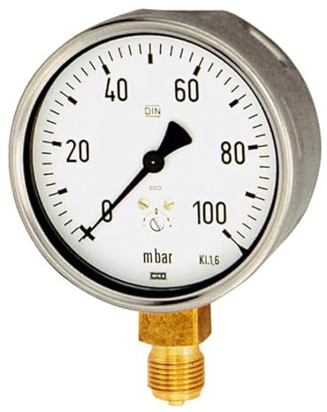 RIEGLER 102545-6815 Kapselfedermanometer, G 1/2 radial unten, 0-160 mbar, Ø 100, 1Stk