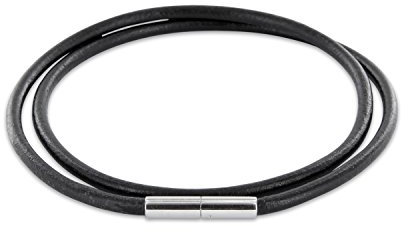 Auroris Echtleder Kette schwarz Dicke 3mm mit Tunnel-Drehverschluss aus Edelstahl/Länge: 40cm