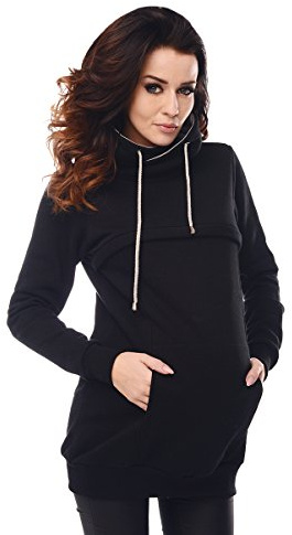 Purpless Maternity Breastfeeding Sweatshirt Cowl Neck Pullover Nursing Woman Top 9054 (14, Black)