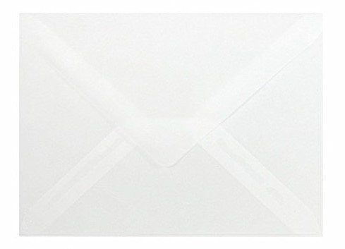 50 Briefumschläge B6 DIN (12,5 x 17,6 cm) Transparente,Weiß Verschluss-Technik: Freuchtklebend mit Dreieck Lasche Grammatur: 90 g/m²