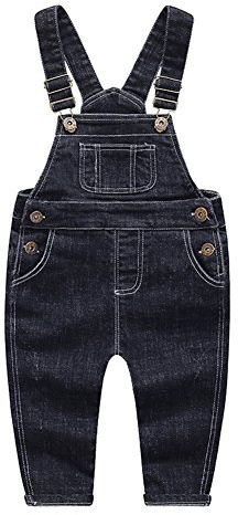 KIDSCOOL SPACE Bebé y Niñas Mono de mezclilla,Ropa de trabajo de jean Dungrees,Azul claro,12-18 meses