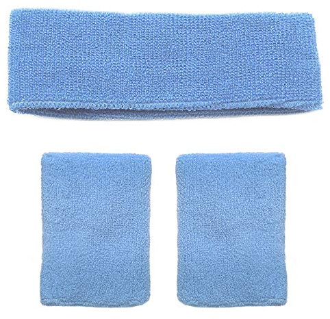 Accessotech Deportes banda de sudor banda diadema Set Squash Tennis Badminton Gym Yoga Class (azul claro)