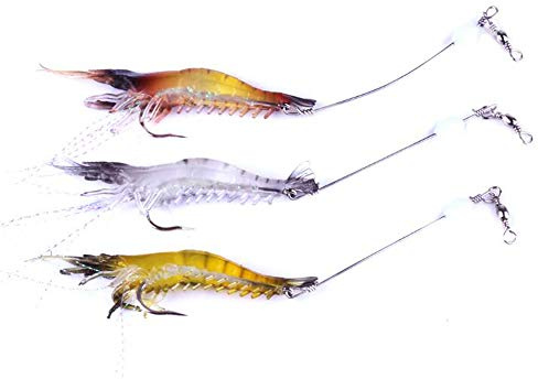 VOANZO 6 st mjukt räkor fiskedrag mjukt bete med krok havsfiske bete blandad färg för Bream Bas platt vit snapper