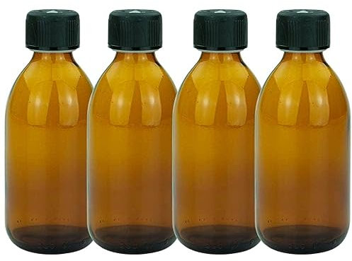 mikken 4 bouteilles en verre marron de 250 ml avec bouchon à vis.