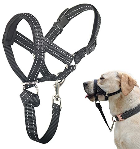 BARKLESS Hundehalfter, kein Ziehen, Kopfhalfter mit weicher Polsterung, reflektierendes weich gepolstertes Schnauzengeschirr für große Hunde, Labrador, Golden Retriever, Deutscher Schäferhund
